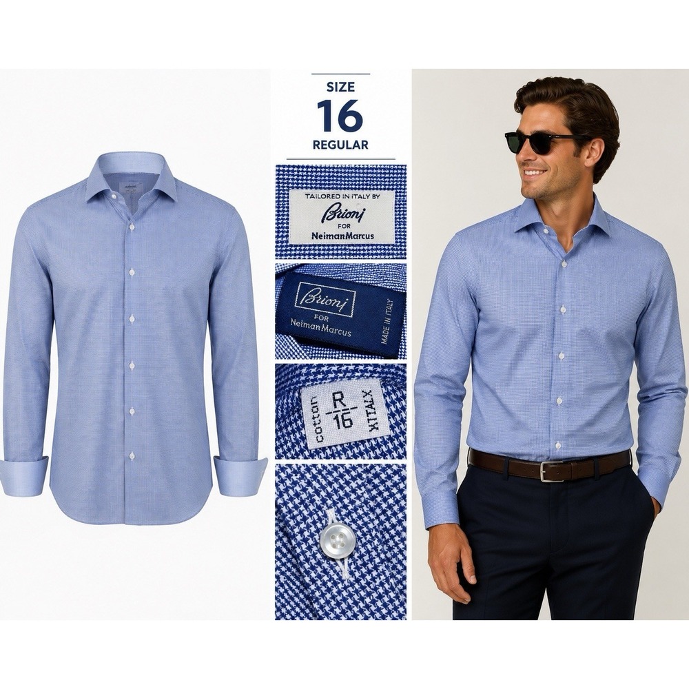 Brioni Dress Shirt Neck 16R US 41 EU 100% Cotton Italy French Cuffs Wedding NWT